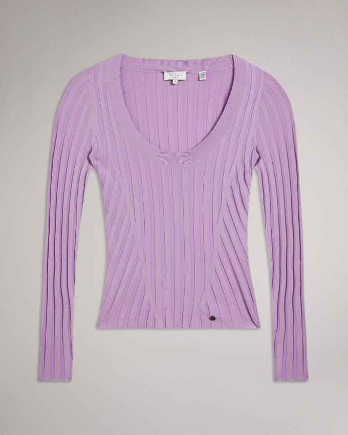 Hauts Ted Baker Rib Engineered Knit Violette Femme | DEY-73044551